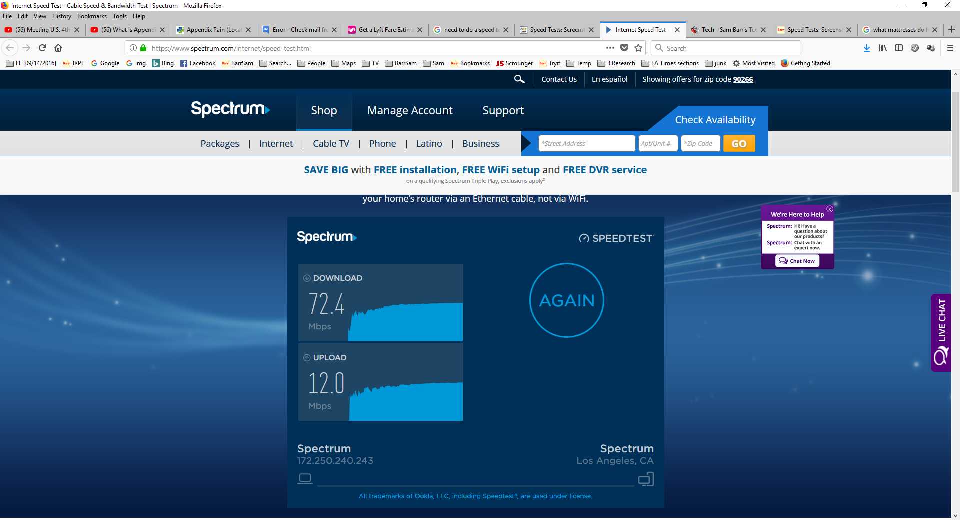 spectrum download speed test
